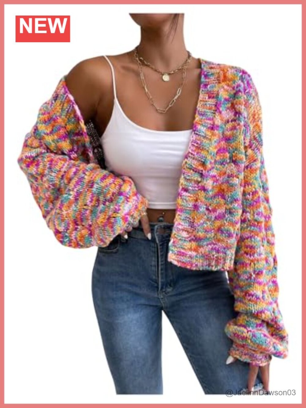 SHENHE Women's Cropped Cardigan Open Front Long Sleeve Ribbed Knit Sweater